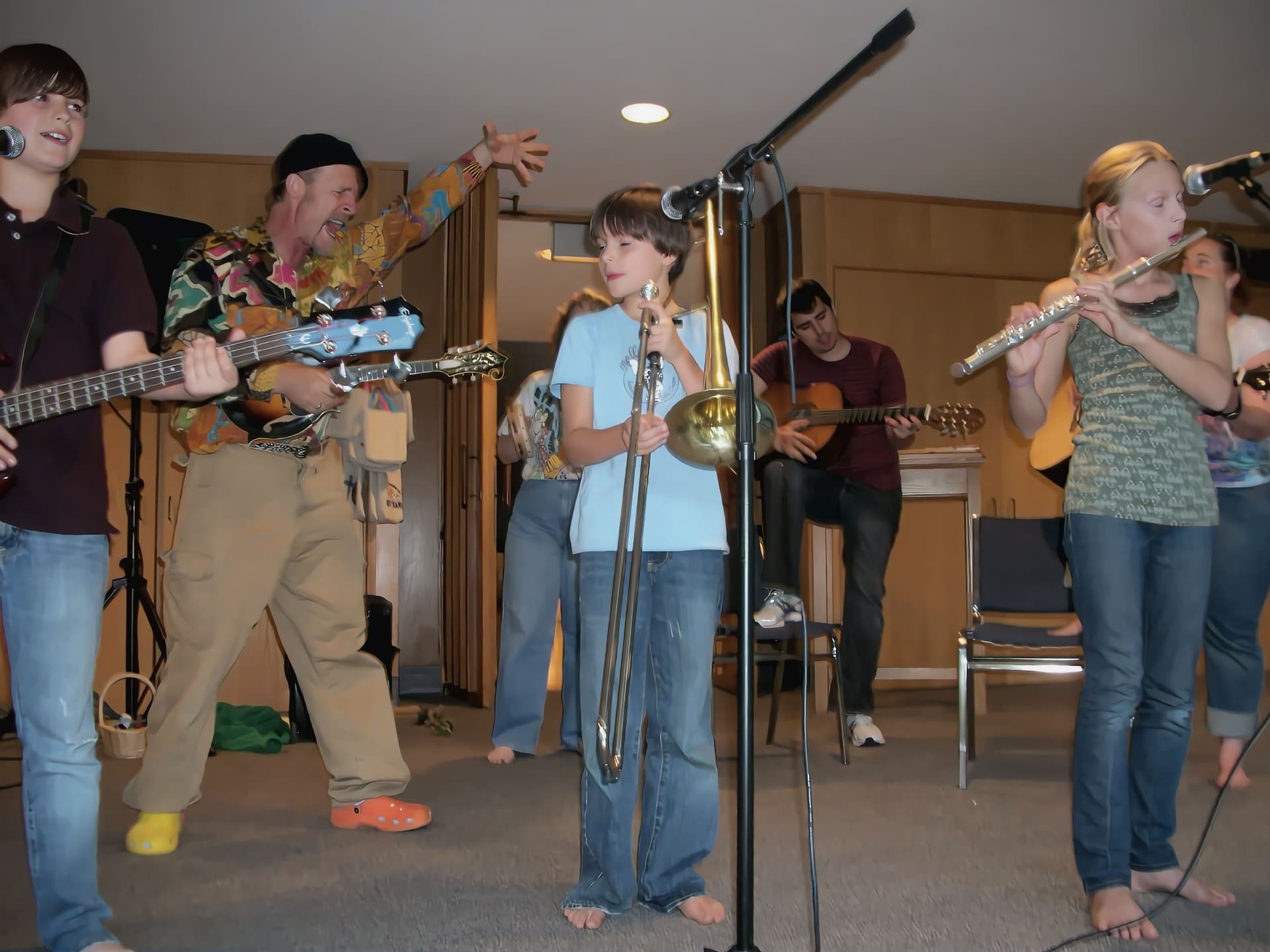 Children making music together